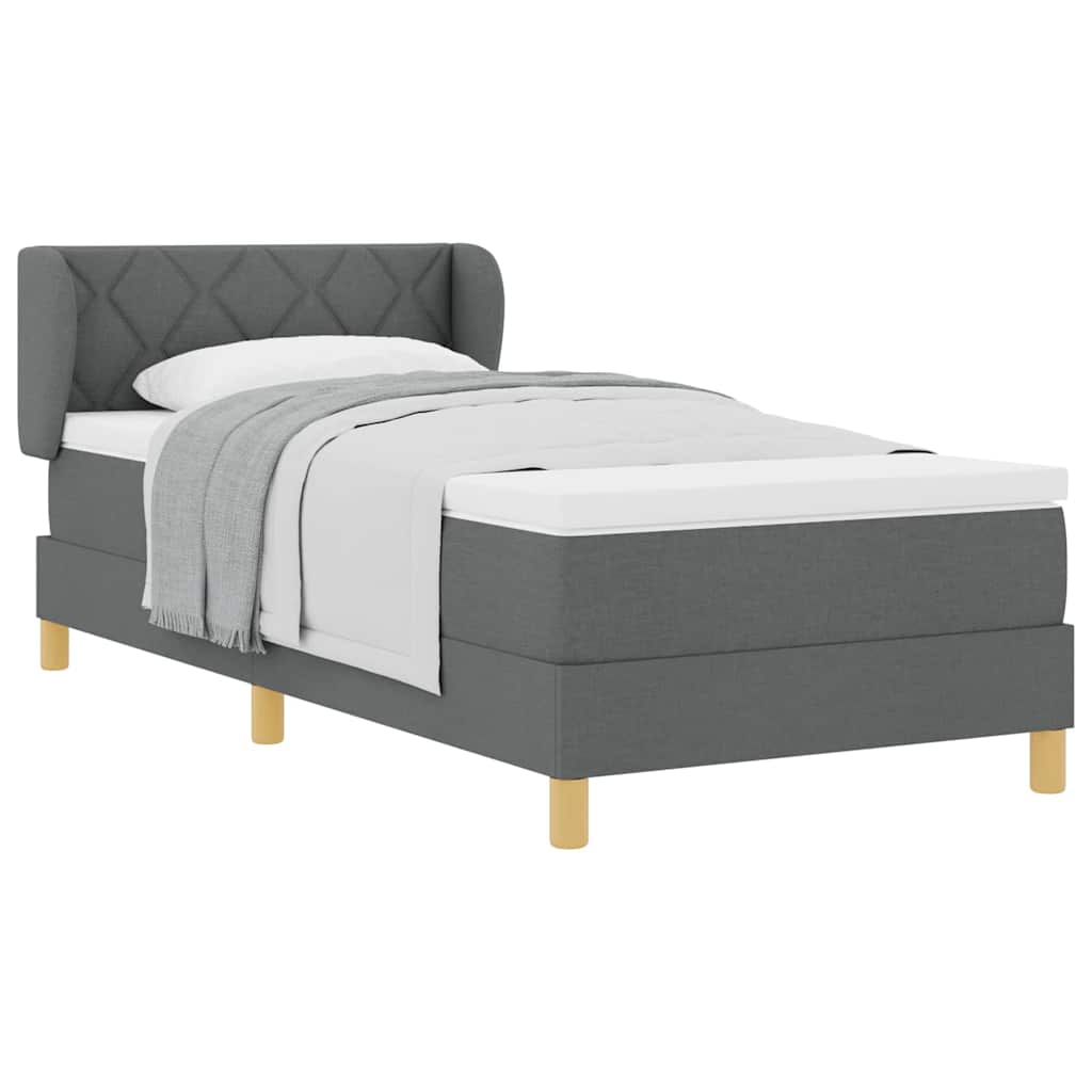 Boks Madrasseng Med Madras Creme 90x200 Cm Stof Mørkegrå - Billede 3