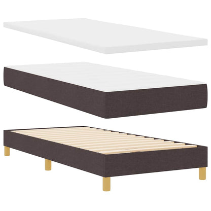 Boks Madrasseng Med Madras Creme 90x200 Cm Stof Mørkebrun - Billede 2