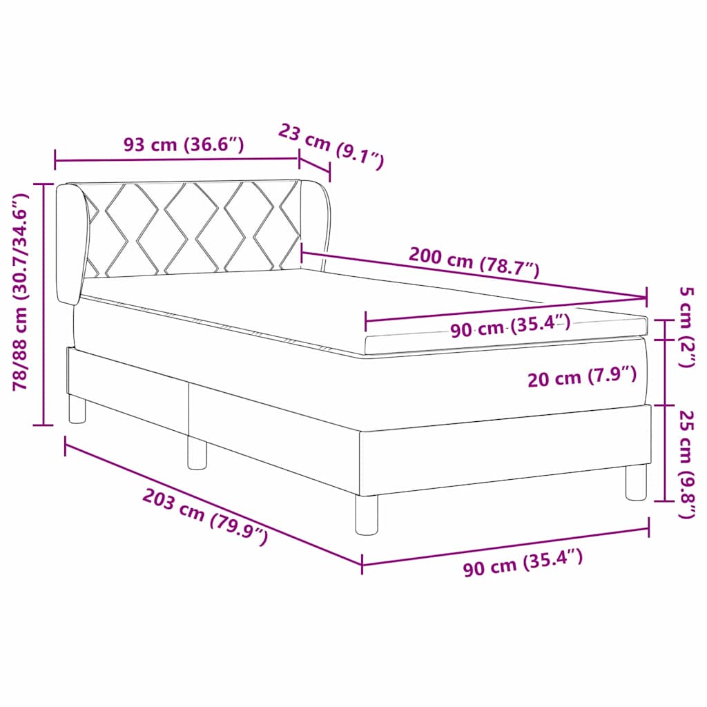 Boks Madrasseng Med Madras Creme 90x200 Cm Stof Mørkebrun - Billede 13