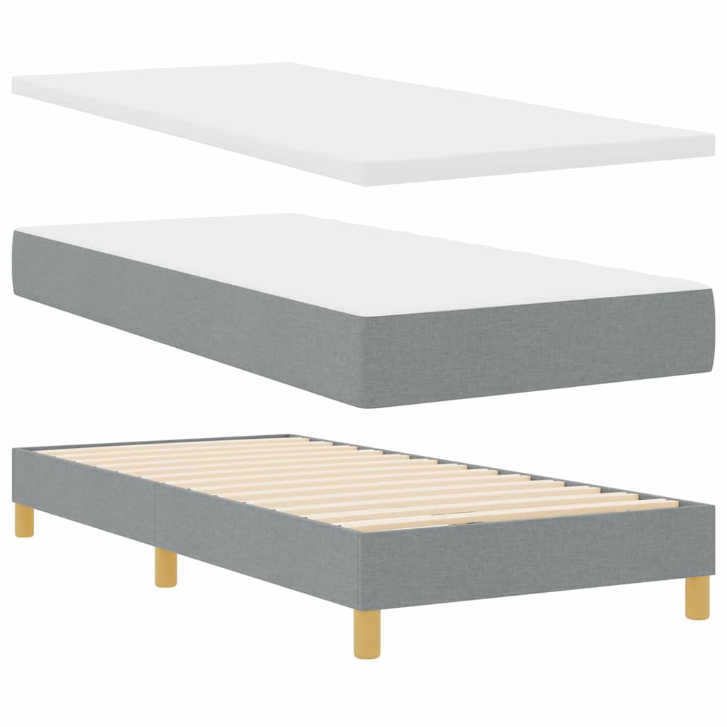 Boks Madrasseng Med Madras Creme 90x200 Cm Stof Lysegrå - Billede 2