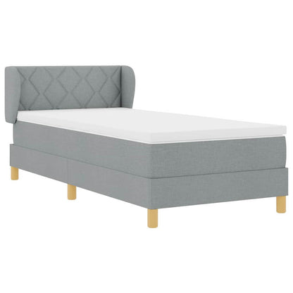 Boks Madrasseng Med Madras Creme 90x200 Cm Stof Lysegrå - Billede 7