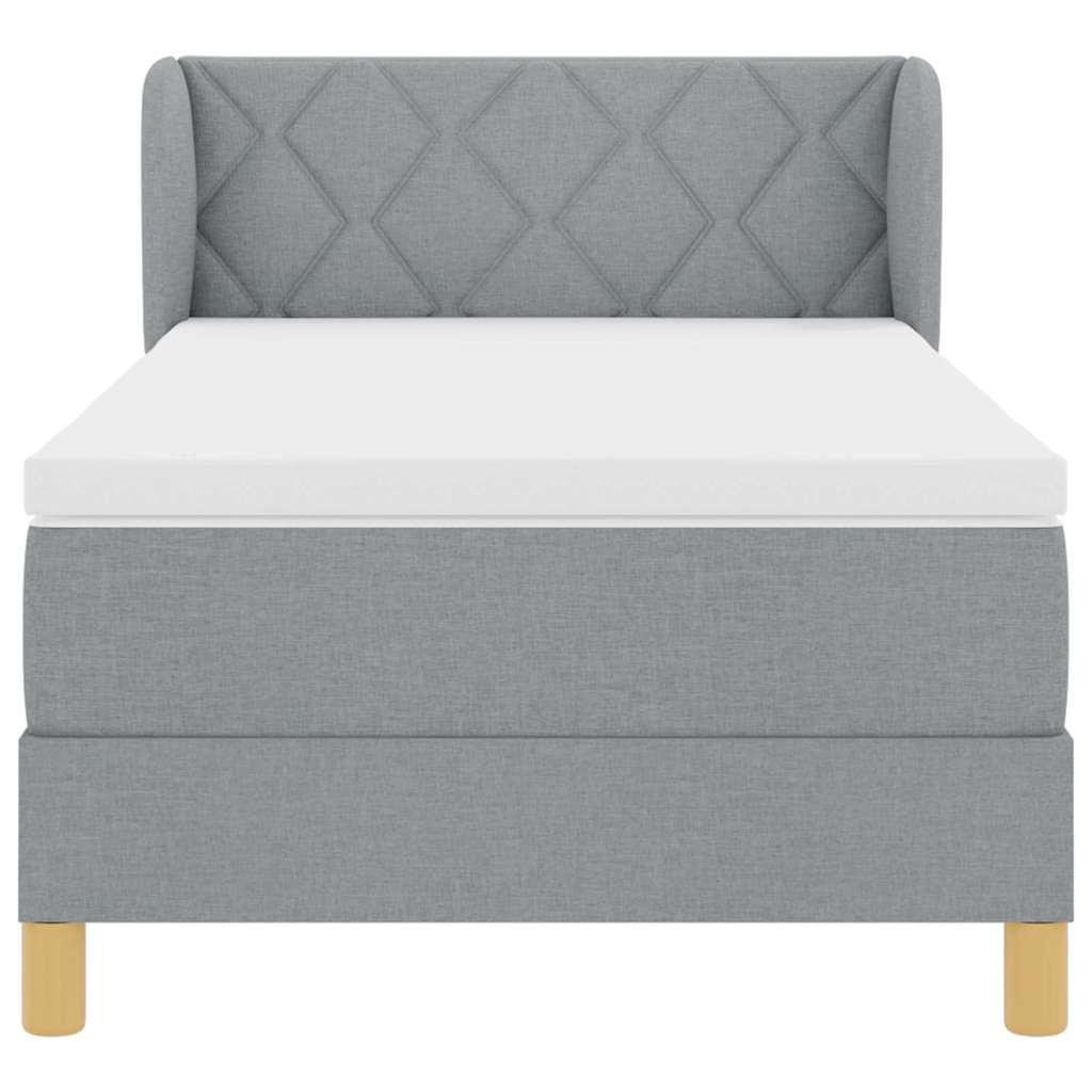 Boks Madrasseng Med Madras Creme 90x200 Cm Stof Lysegrå - Billede 8