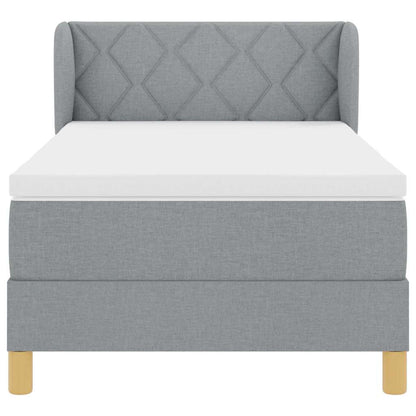 Boks Madrasseng Med Madras Creme 90x200 Cm Stof Lysegrå - Billede 8