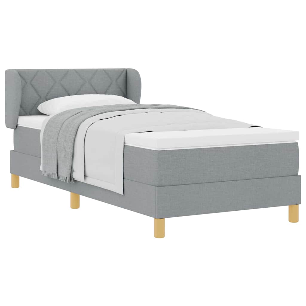 Boks Madrasseng Med Madras Creme 90x200 Cm Stof Lysegrå - Billede 3