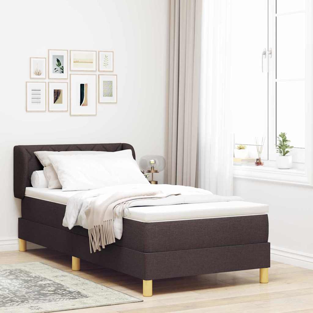 Boks Madrasseng Med Madras Creme 90x200 Cm Stof Mørkebrun - Hovedbillede