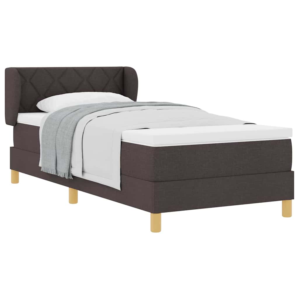 Boks Madrasseng Med Madras Creme 90x200 Cm Stof Mørkebrun - Billede 3