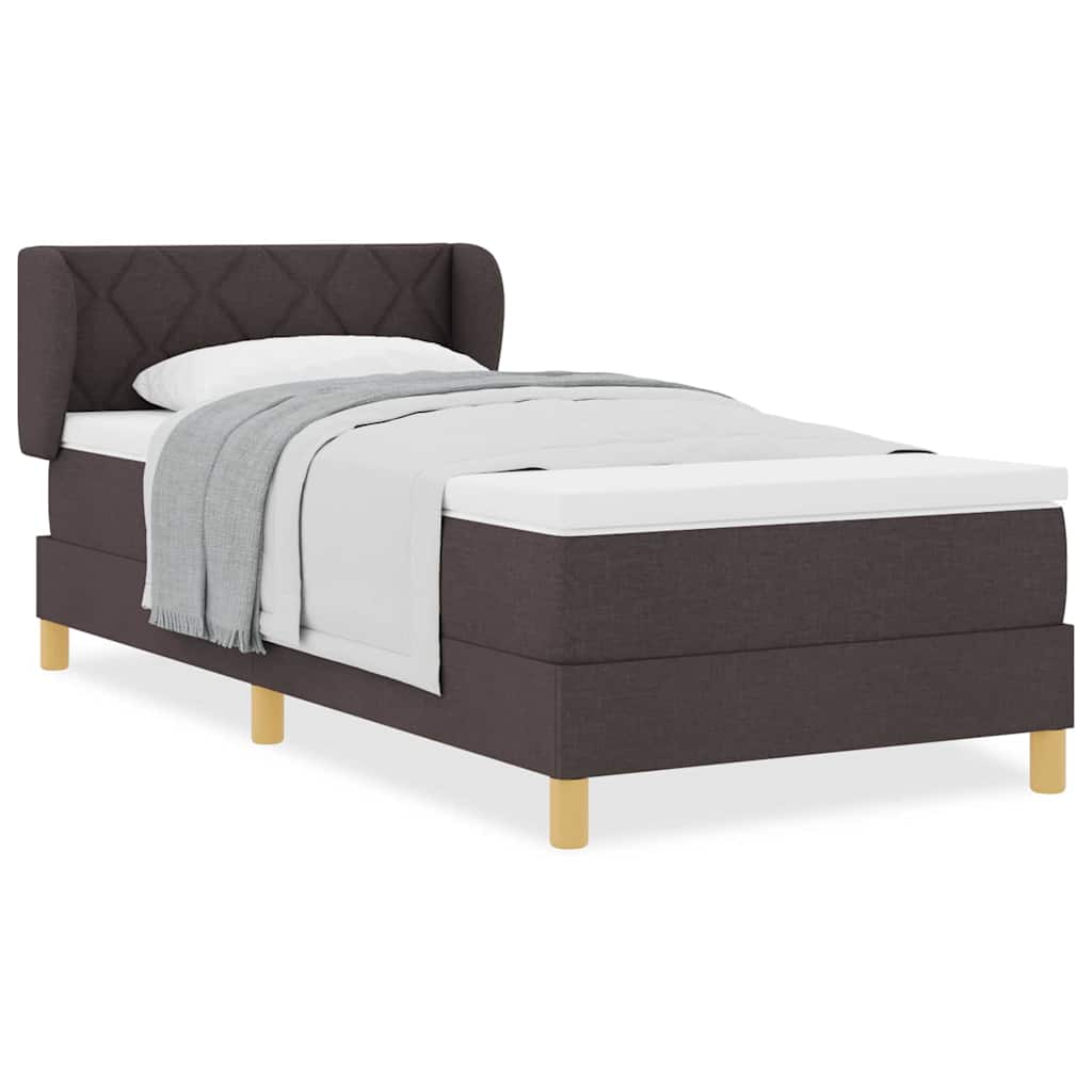 Boks Madrasseng Med Madras Creme 90x200 Cm Stof Mørkebrun - Billede 4