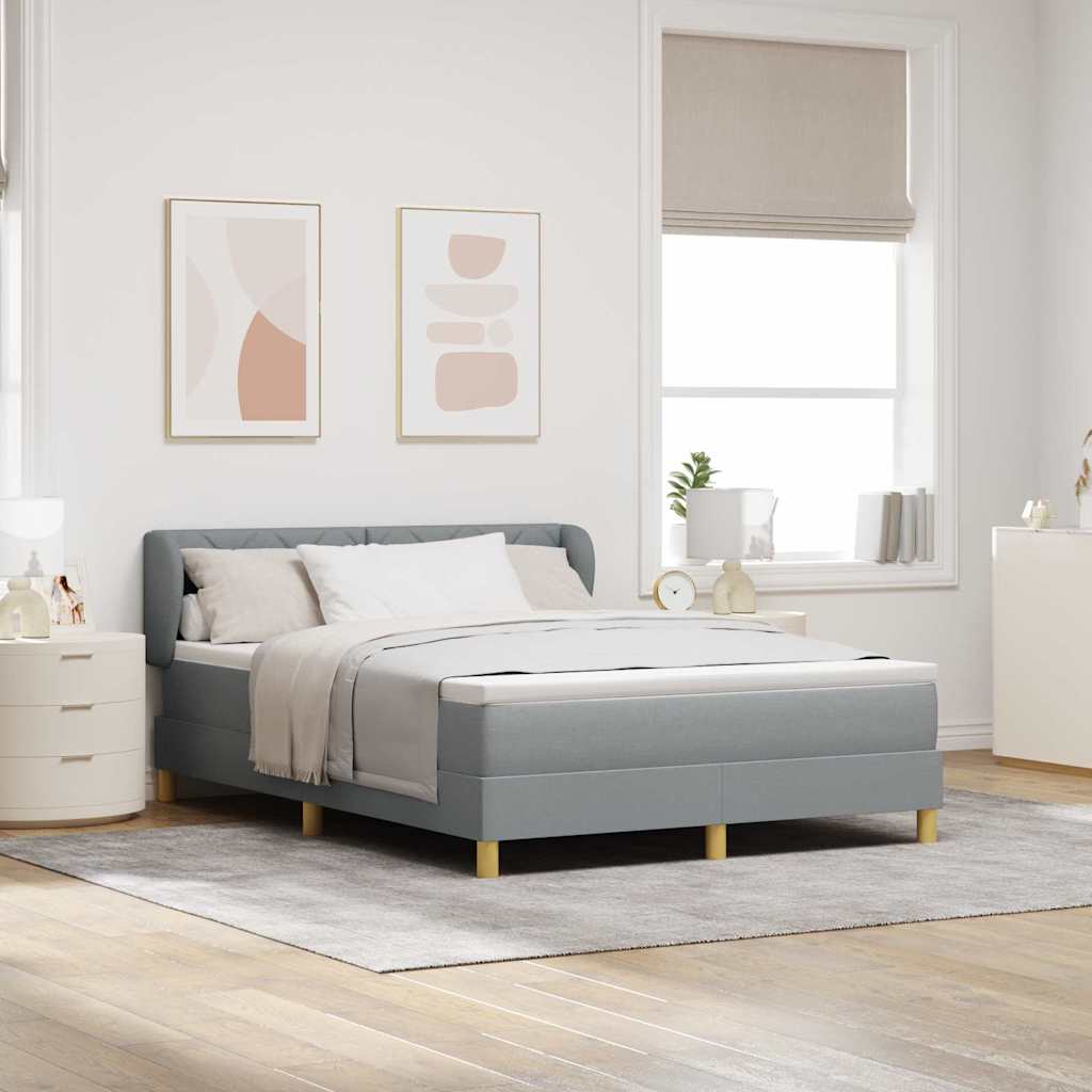 Boks Madrasseng Med Madras Creme 90x200 Cm Stof Lysegrå - Hovedbillede
