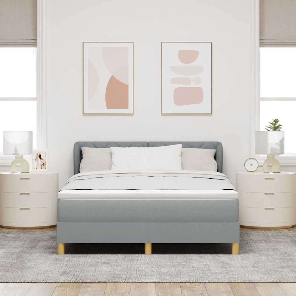 Boks Madrasseng Med Madras Creme 90x200 Cm Stof Lysegrå - Billede 5