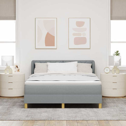 Boks Madrasseng Med Madras Creme 90x200 Cm Stof Lysegrå - Billede 5