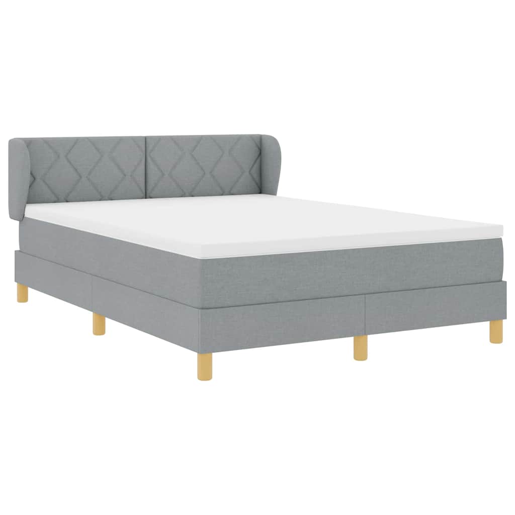 Boks Madrasseng Med Madras Creme 90x200 Cm Stof Lysegrå - Billede 7