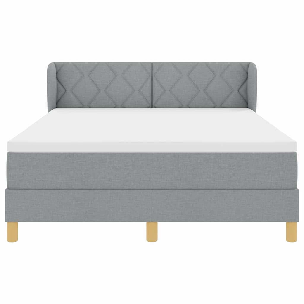 Boks Madrasseng Med Madras Creme 90x200 Cm Stof Lysegrå - Billede 8