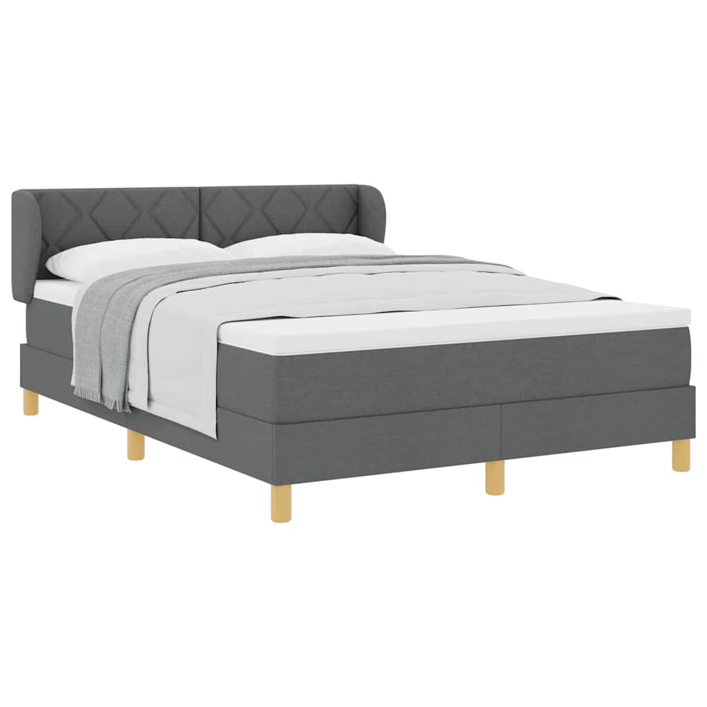 Boks Madrasseng Med Madras Creme 90x200 Cm Stof Mørkegrå - Billede 3