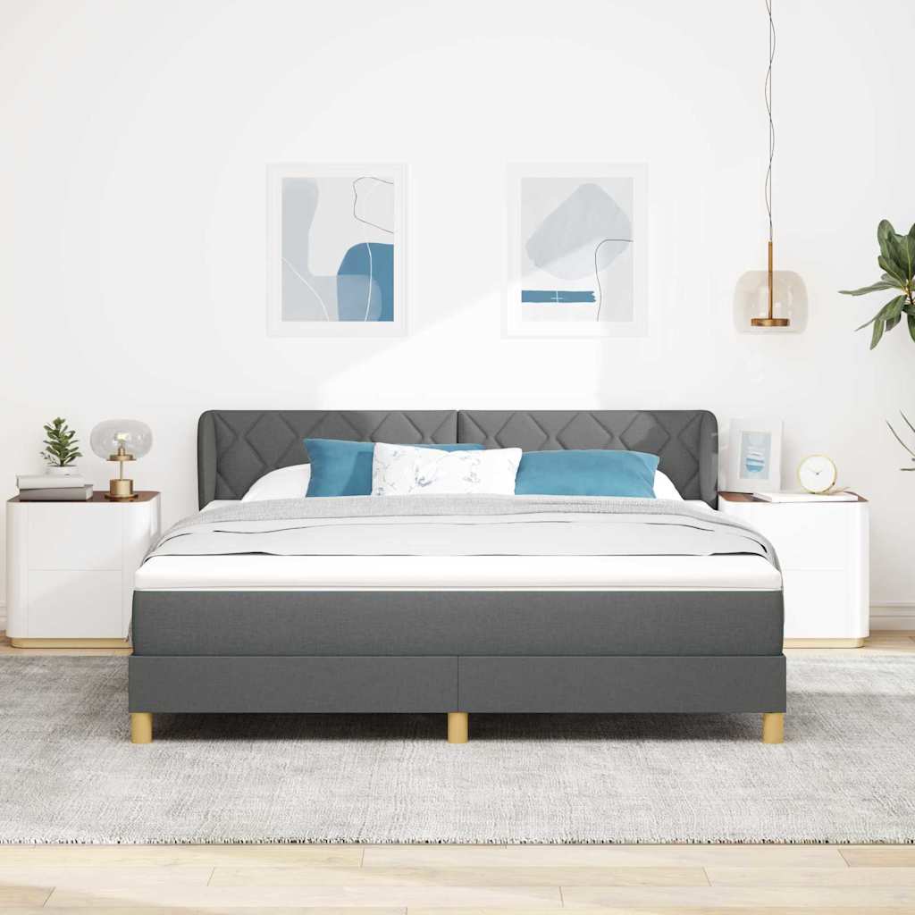 Boks Madrasseng Med Madras Creme 90x200 Cm Stof Mørkegrå - Billede 5