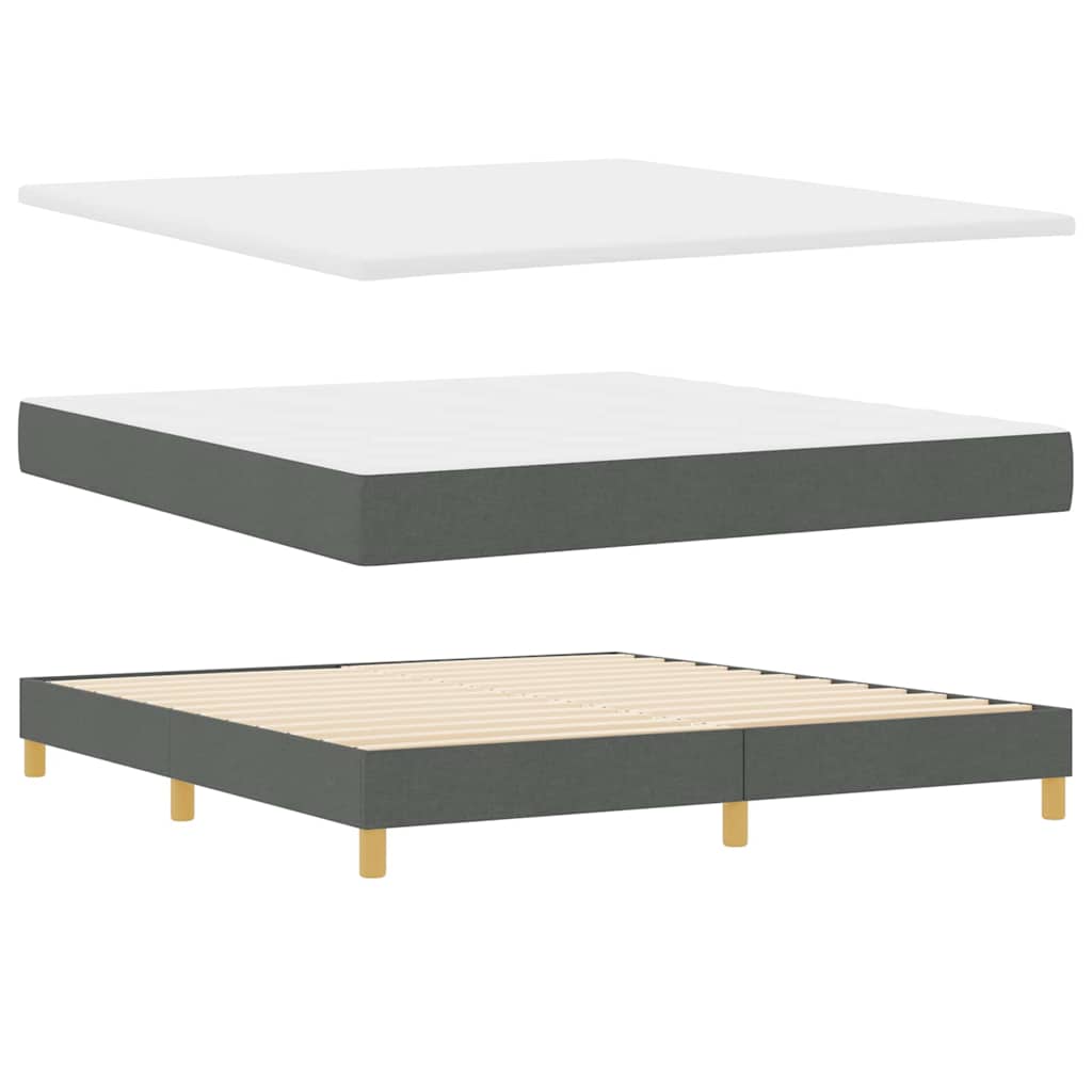 Boks Madrasseng Med Madras Creme 90x200 Cm Stof Mørkegrå - Billede 2