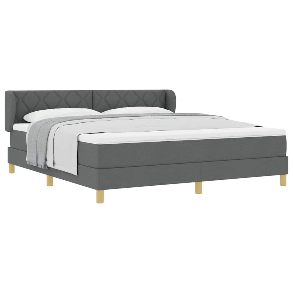 Boks Madrasseng Med Madras Creme 90x200 Cm Stof Mørkegrå - Billede 3
