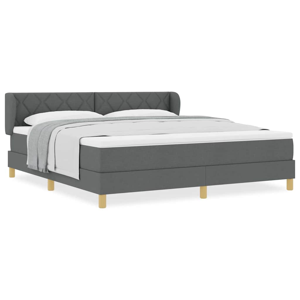 Boks Madrasseng Med Madras Creme 90x200 Cm Stof Mørkegrå - Billede 4