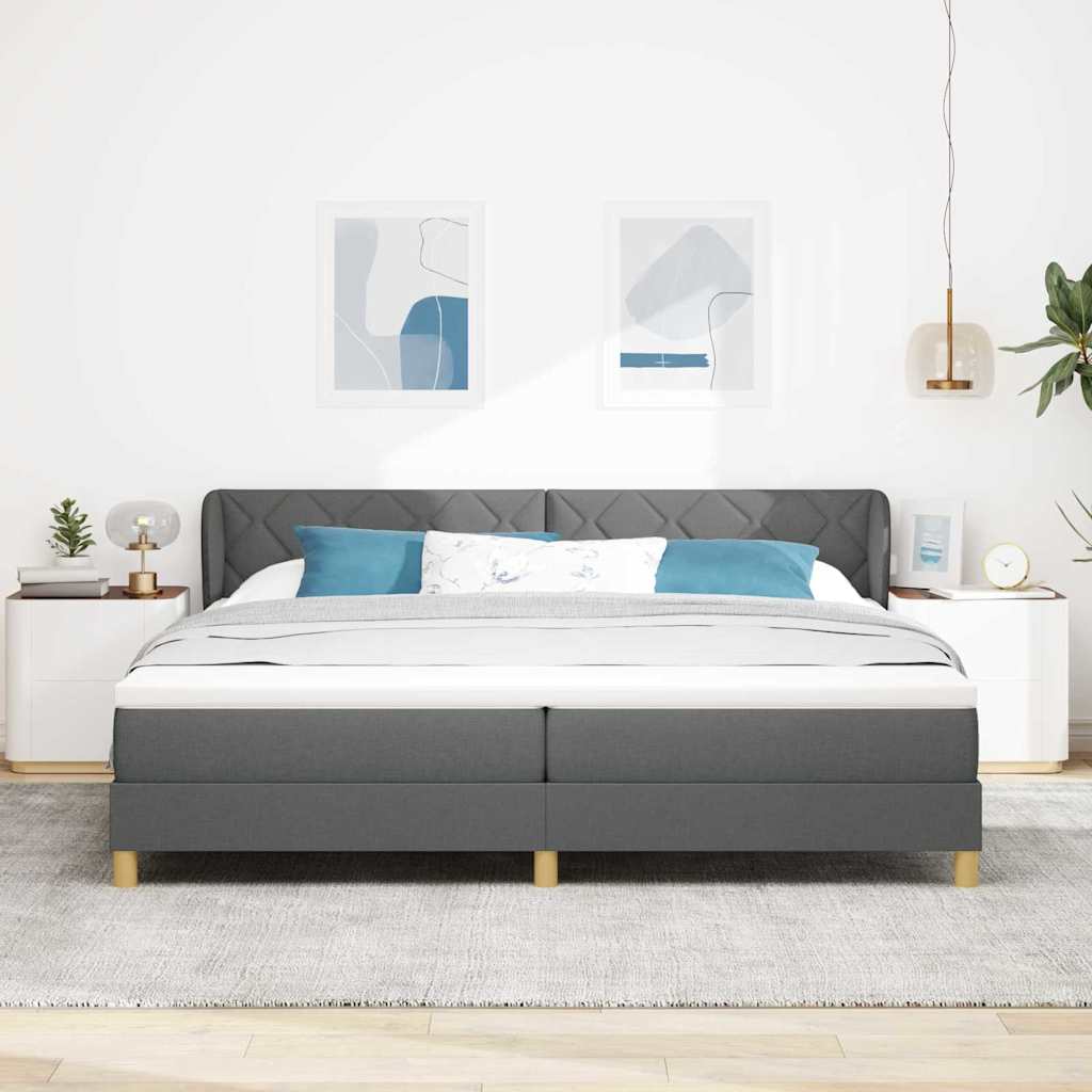 Boks Madrasseng Med Madras Creme 90x200 Cm Stof Mørkegrå - Billede 5