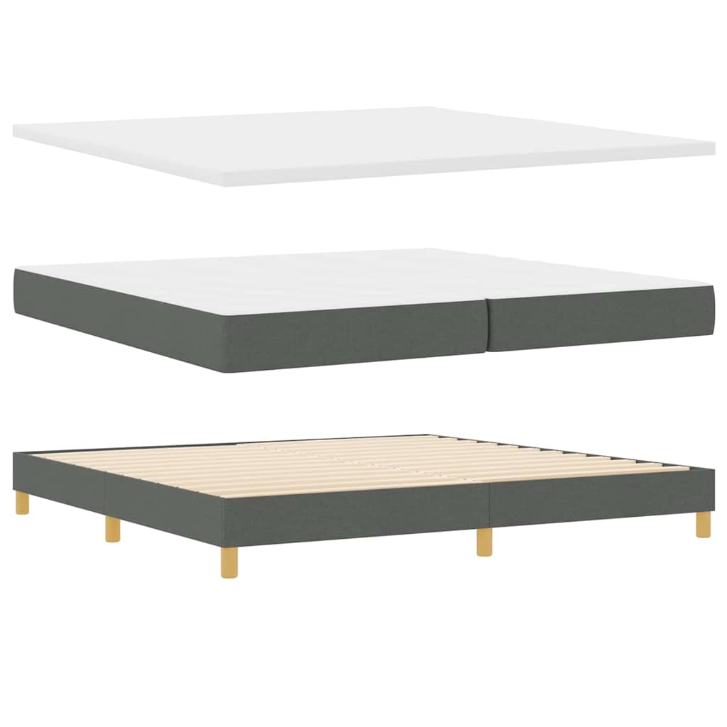 Boks Madrasseng Med Madras Creme 90x200 Cm Stof Mørkegrå - Billede 2