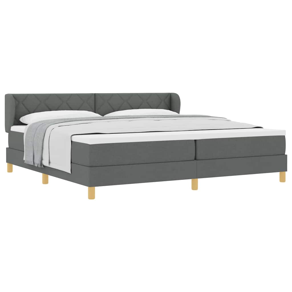 Boks Madrasseng Med Madras Creme 90x200 Cm Stof Mørkegrå - Billede 3
