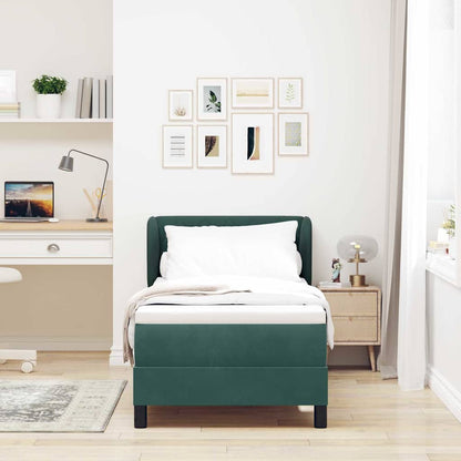Box Spring-seng Med Madras Mørkegrå 80x200 Cm Fløjl Mørkegrøn - Billede 5