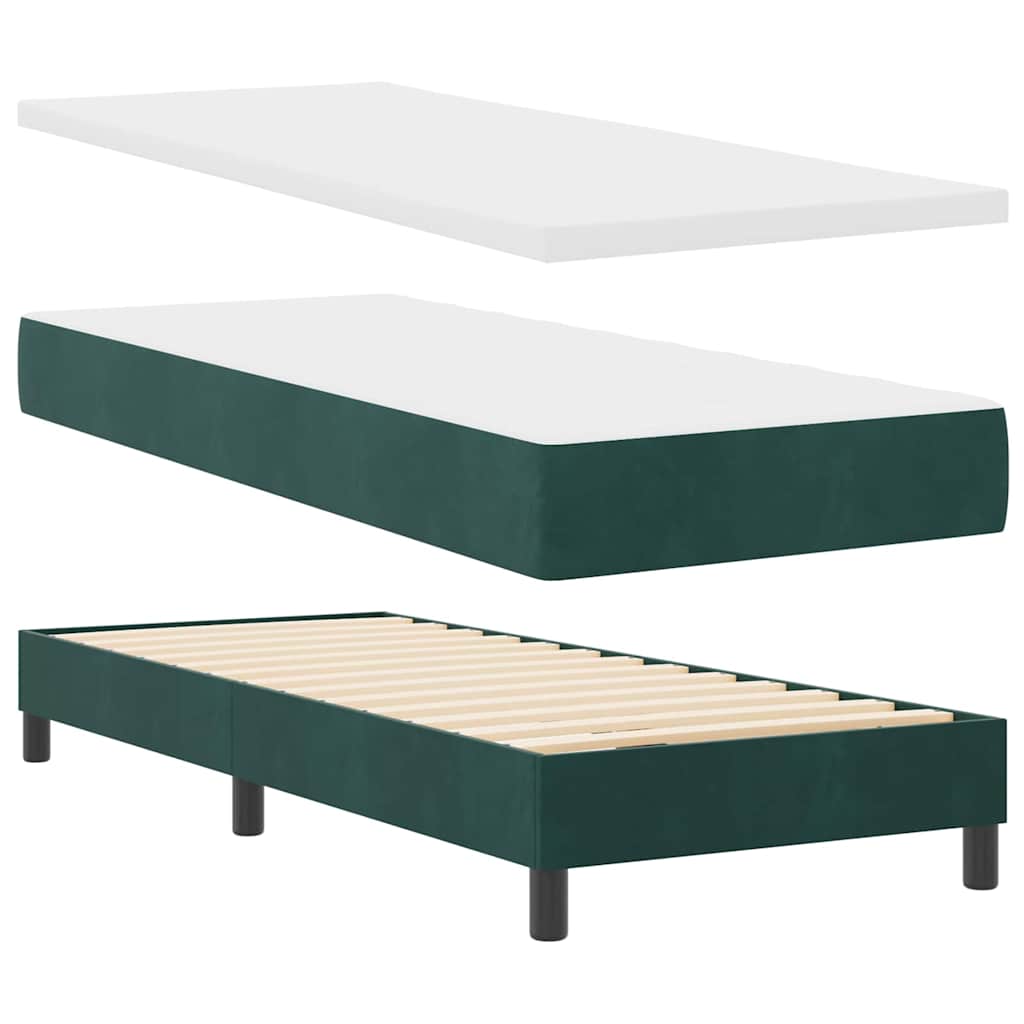 Box Spring-seng Med Madras Mørkegrå 80x200 Cm Fløjl Mørkegrøn - Billede 2
