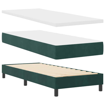 Box Spring-seng Med Madras Mørkegrå 80x200 Cm Fløjl Mørkegrøn - Billede 2