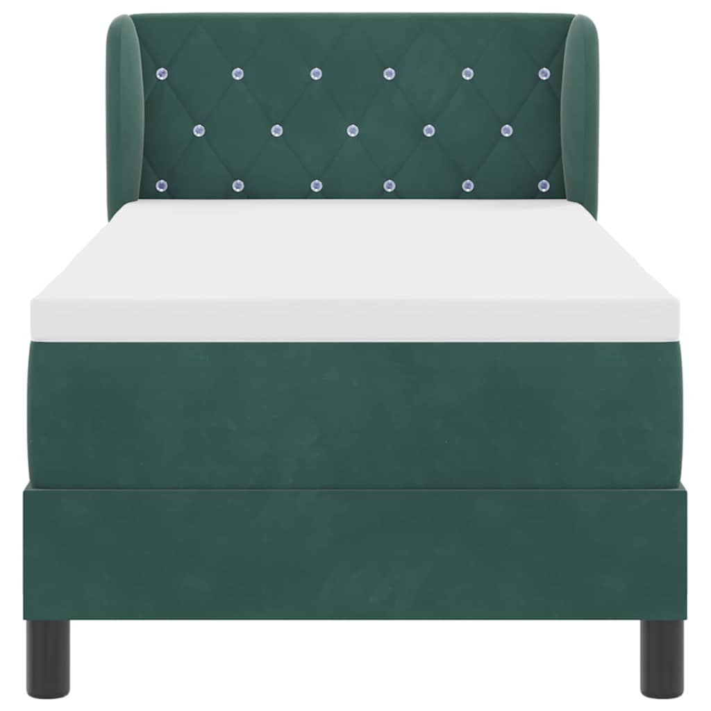 Box Spring-seng Med Madras Mørkegrå 80x200 Cm Fløjl Mørkegrøn - Billede 8