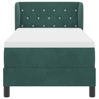 Box Spring-seng Med Madras Mørkegrå 80x200 Cm Fløjl Mørkegrøn - Billede 8