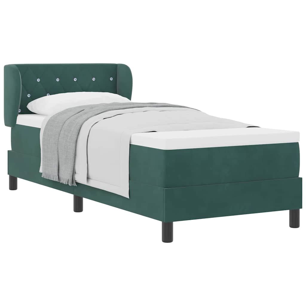Box Spring-seng Med Madras Mørkegrå 80x200 Cm Fløjl Mørkegrøn - Billede 3