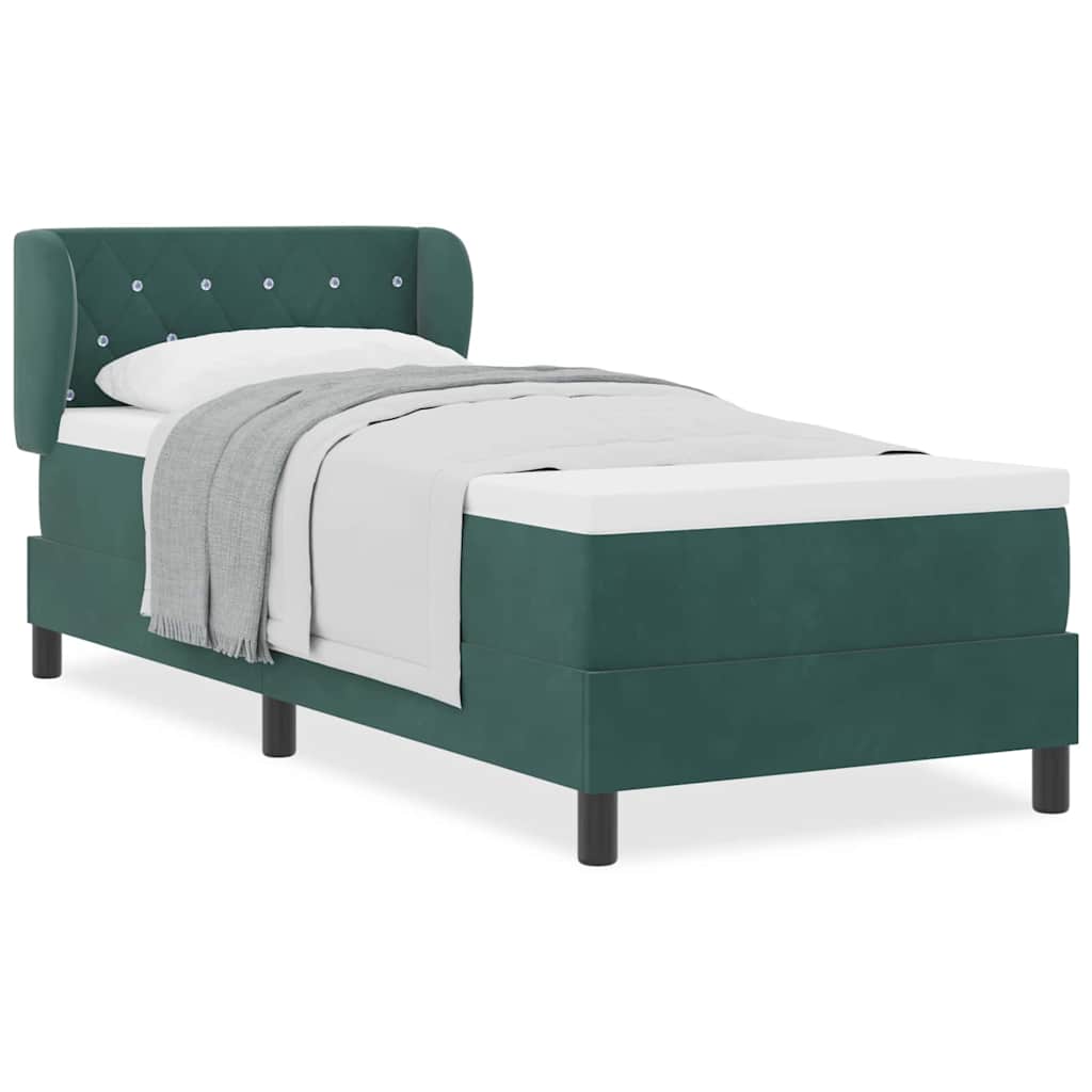 Box Spring-seng Med Madras Mørkegrå 80x200 Cm Fløjl Mørkegrøn - Billede 4