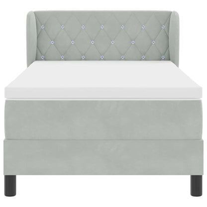 Box Spring-seng Med Madras Mørkegrå 80x200 Cm Fløjl Lysegrå - Billede 8