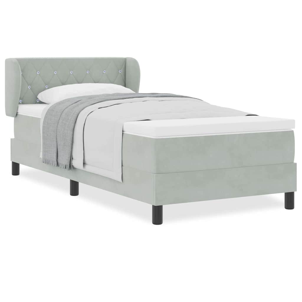 Box Spring-seng Med Madras Mørkegrå 80x200 Cm Fløjl Lysegrå - Billede 4
