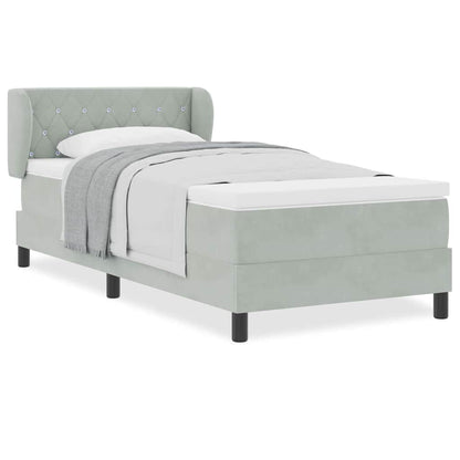 Box Spring-seng Med Madras Mørkegrå 80x200 Cm Fløjl Lysegrå - Billede 4