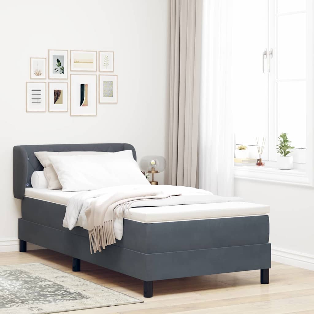 Box Spring Seng Med Hovedgærde 90 X 190 Cm Fløjl - Variant 3340311