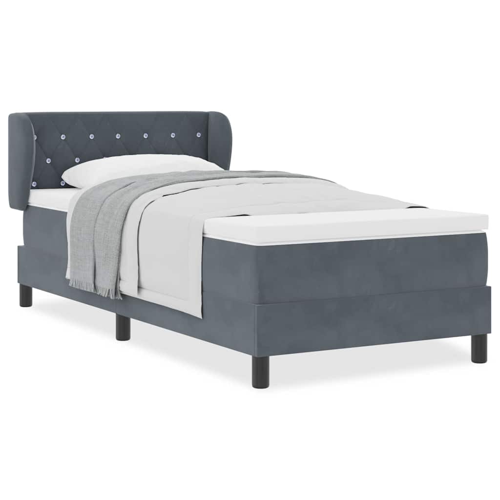 Box Spring-seng Med Madras Mørkegrå 80x200 Cm Fløjl Mørkegrå - Billede 4