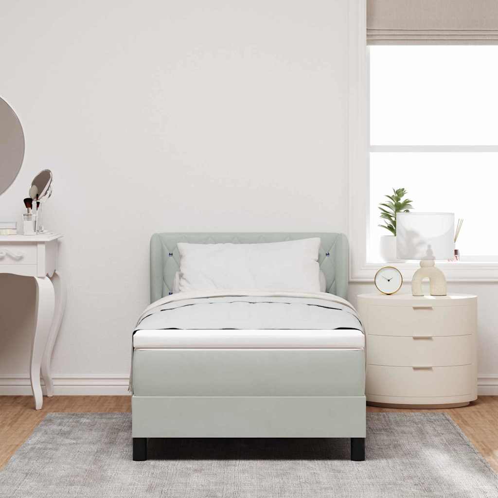 Box Spring-seng Med Madras Mørkegrå 80x200 Cm Fløjl Lysegrå - Billede 5