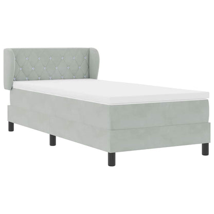Box Spring-seng Med Madras Mørkegrå 80x200 Cm Fløjl Lysegrå - Billede 6