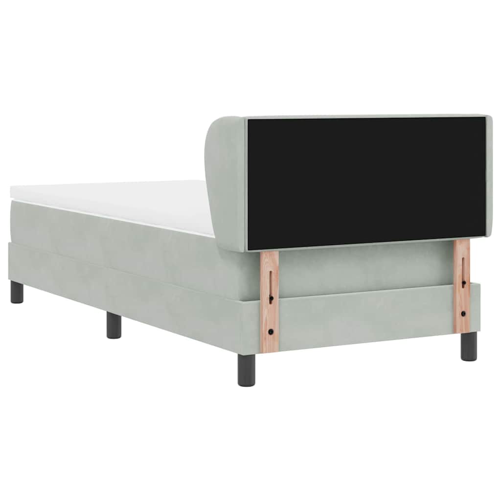 Box Spring-seng Med Madras Mørkegrå 80x200 Cm Fløjl Lysegrå - Billede 9