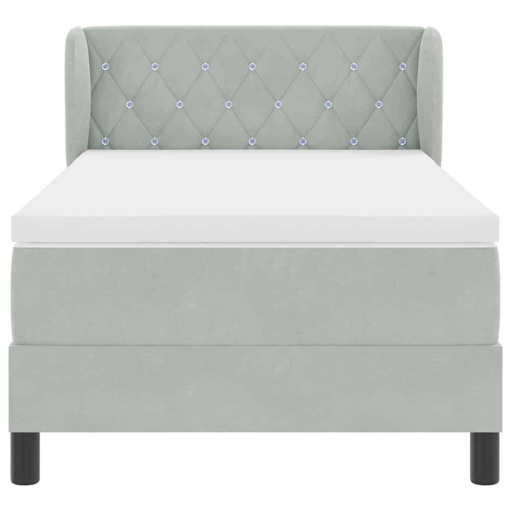 Box Spring-seng Med Madras Mørkegrå 80x200 Cm Fløjl Lysegrå - Billede 7