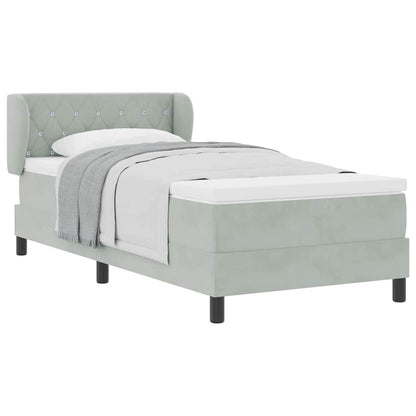 Box Spring-seng Med Madras Mørkegrå 80x200 Cm Fløjl Lysegrå - Billede 3