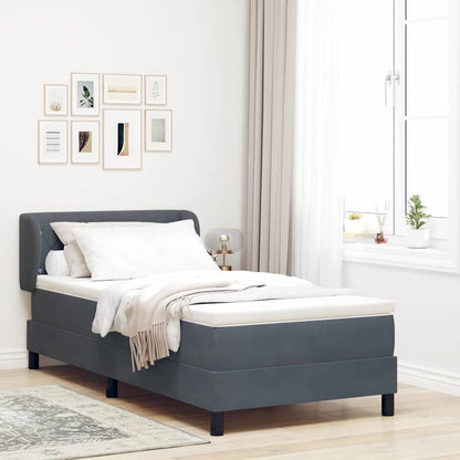 Box Spring-seng Med Madras Mørkegrå 80x200 Cm Fløjl Mørkegrå - Hovedbillede