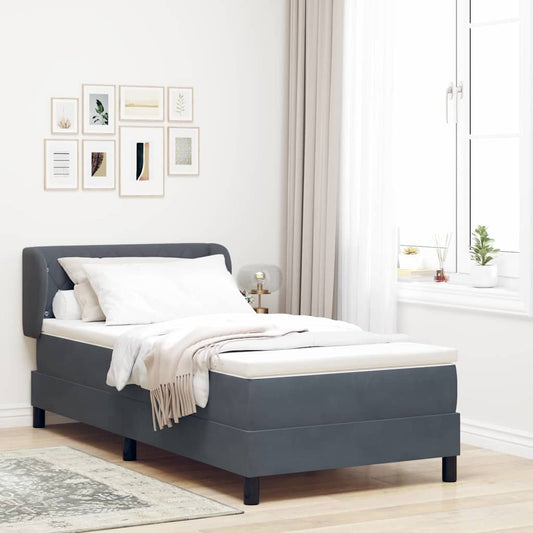 Box Spring-seng Med Madras Mørkegrå 80x200 Cm Fløjl Mørkegrå - Hovedbillede