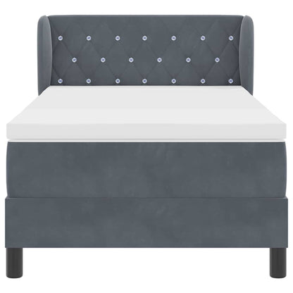 Box Spring-seng Med Madras Mørkegrå 80x200 Cm Fløjl Mørkegrå - Billede 8