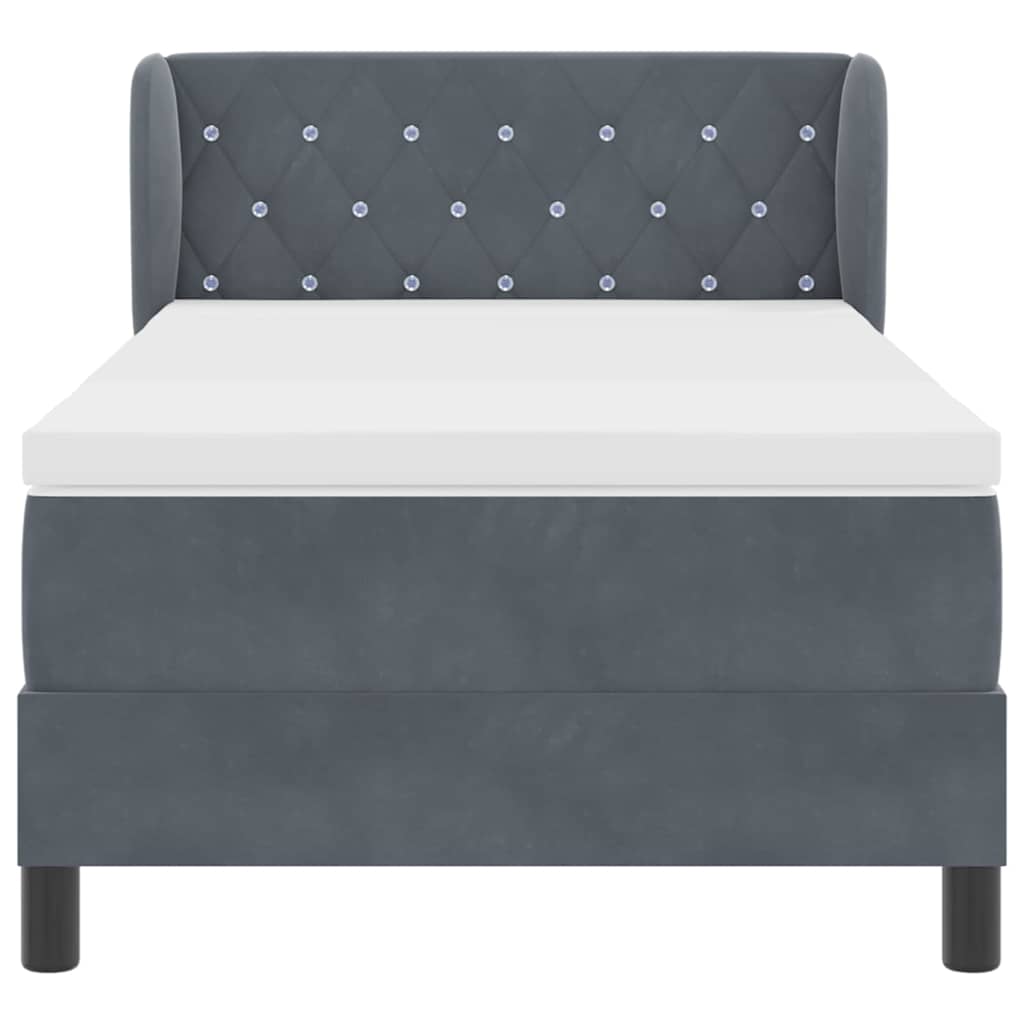 Box Spring-seng Med Madras Mørkegrå 80x200 Cm Fløjl Mørkegrå - Billede 8