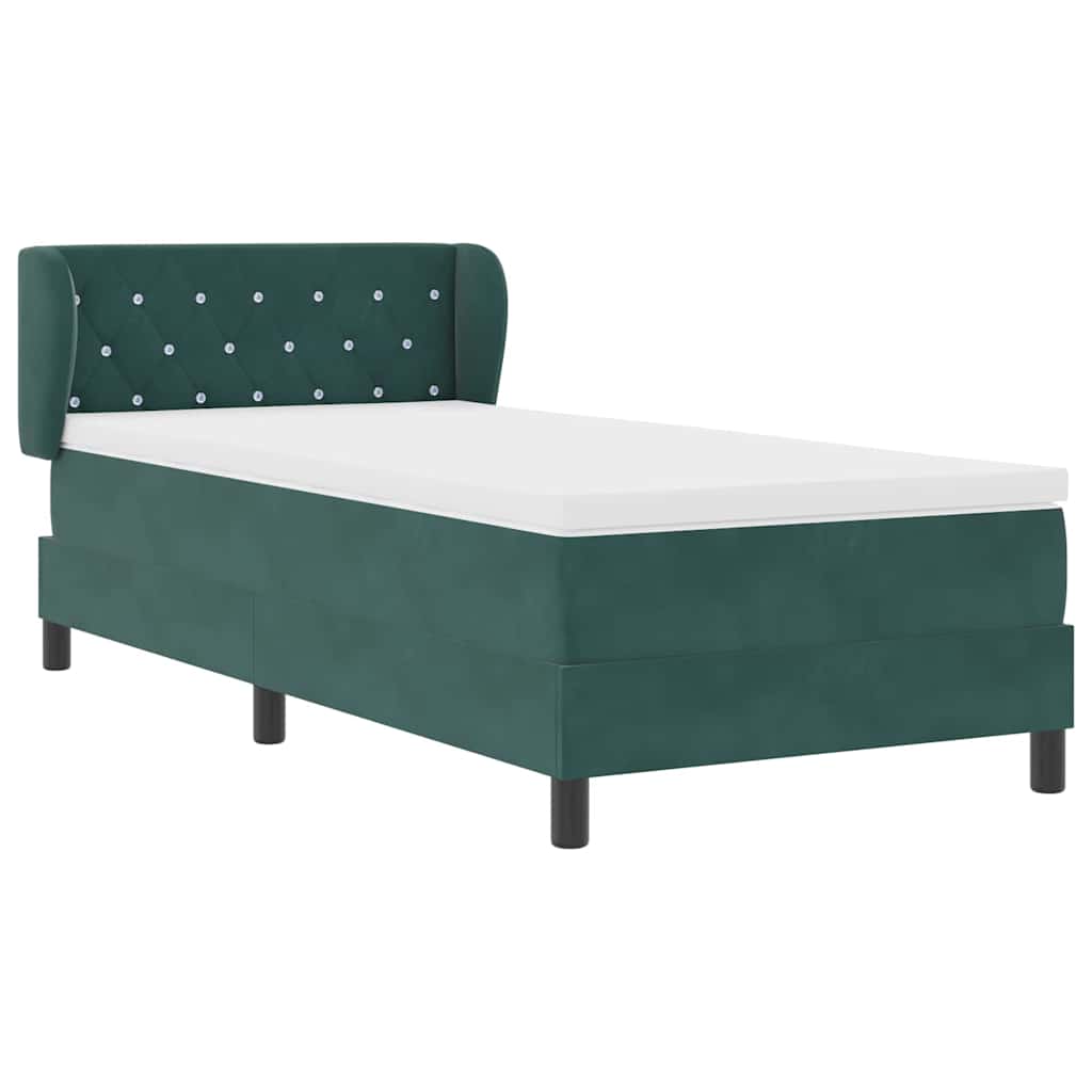 Box Spring-seng Med Madras Mørkegrå 80x200 Cm Fløjl Mørkegrøn - Billede 2