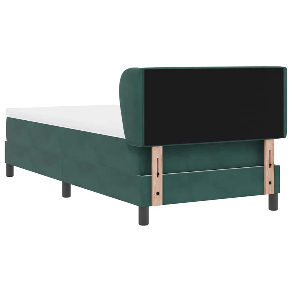 Box Spring-seng Med Madras Mørkegrå 80x200 Cm Fløjl Mørkegrøn - Billede 8