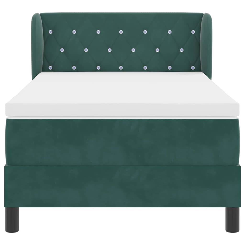 Box Spring-seng Med Madras Mørkegrå 80x200 Cm Fløjl Mørkegrøn - Billede 6