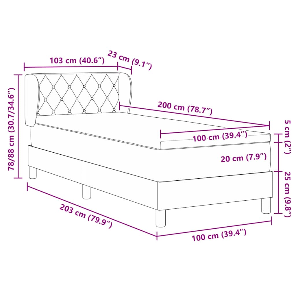 Box Spring-seng Med Madras Mørkegrå 80x200 Cm Fløjl Mørkegrøn - Billede 11