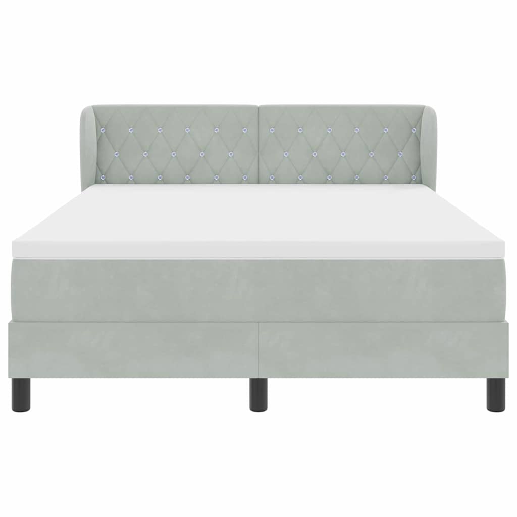 Box Spring-seng Med Madras Mørkegrå 80x200 Cm Fløjl Lysegrå - Billede 7